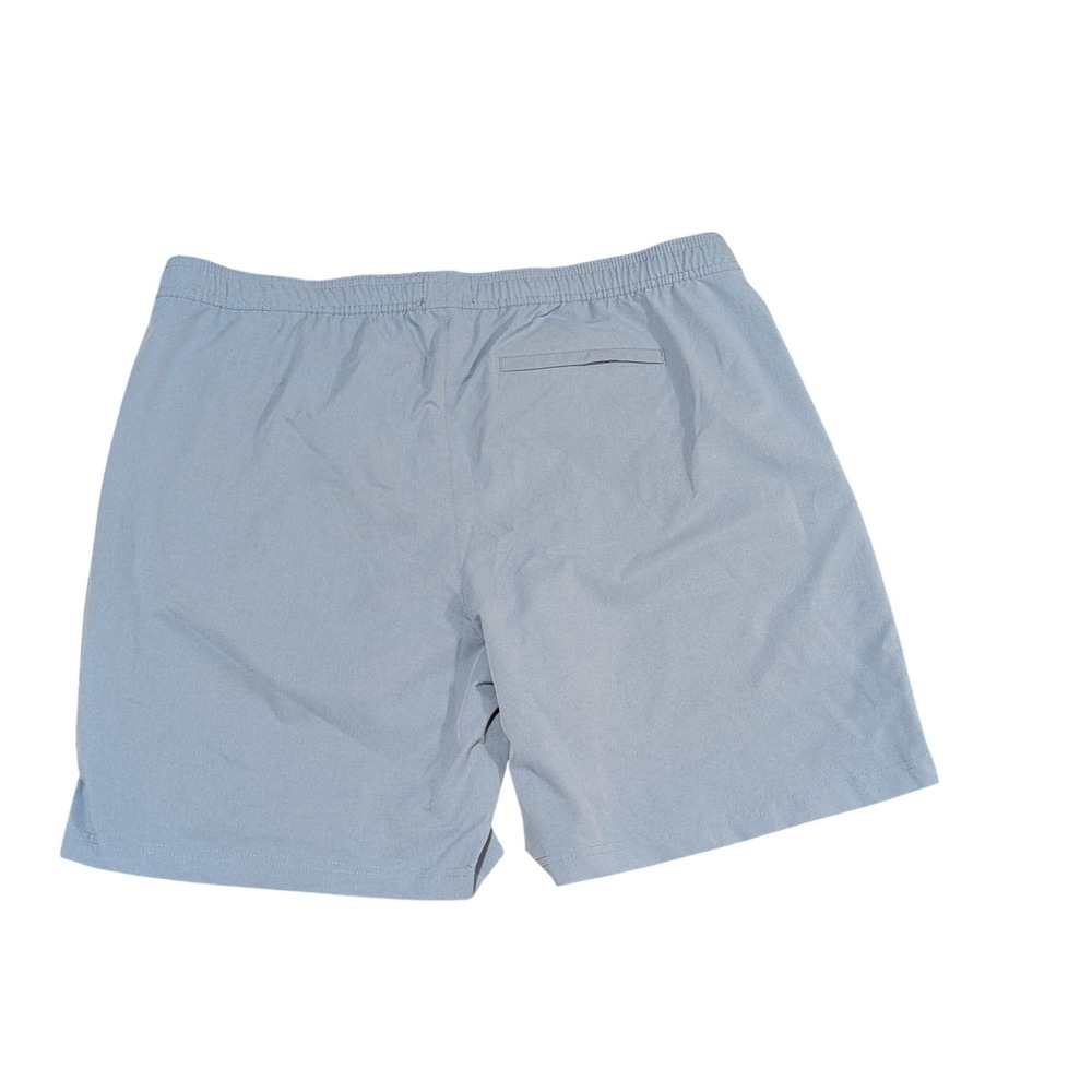 Lands End Mens XL Swim Trunks Blue Grey Recycled Stretch Mesh Lined Board Shorts